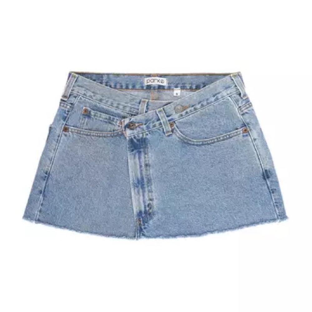 Parke Crossover Denim Mini Skirt